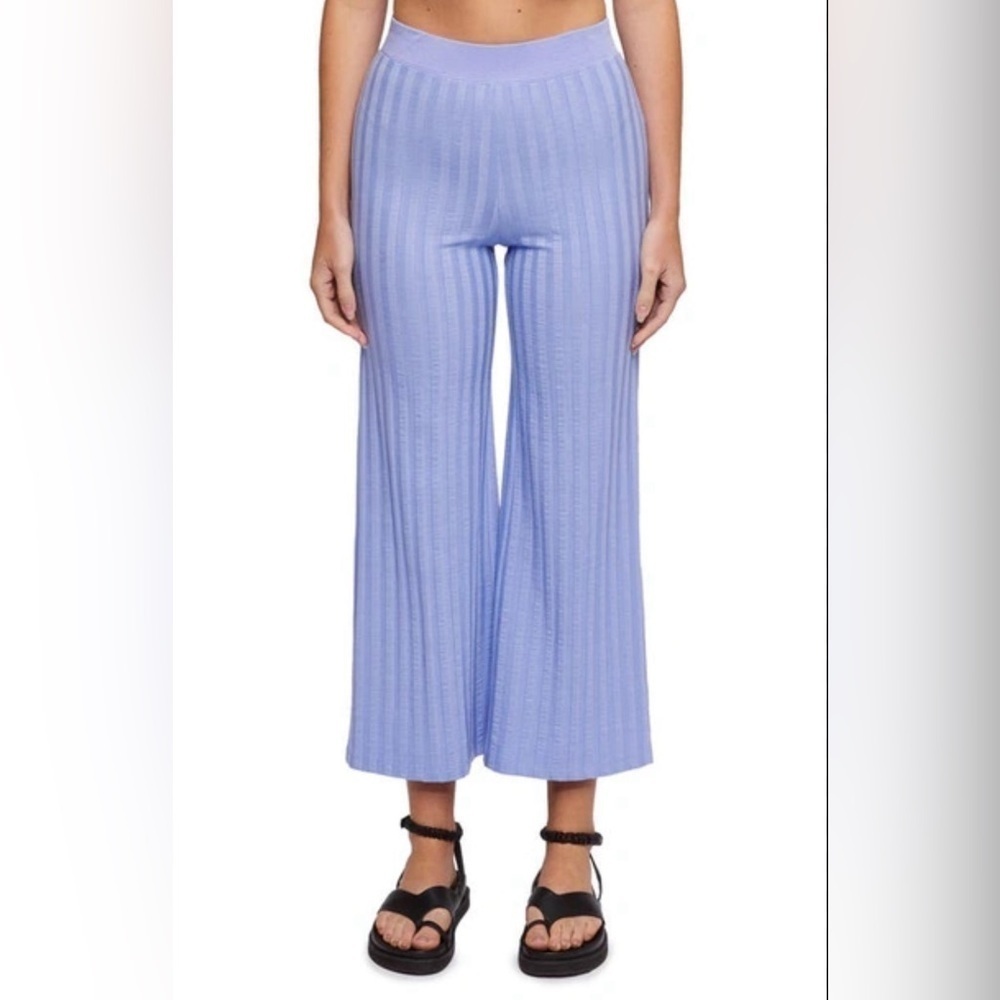 Jonathan Simkhai Standard‎ Celia Ribbed Crop Wide Leg Pants in Cornflower XS NWT